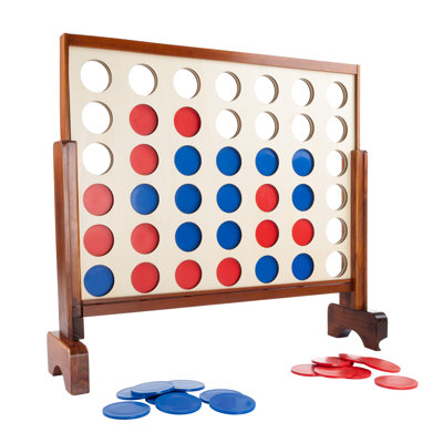 Hey Play 4-In-a-Row Family Game, Natural Finish