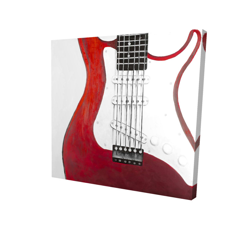 Toile rouge avec guitare électrique | Décoration blanche pour passe-temps musicale