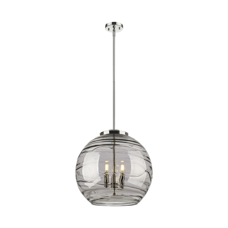 Luminaire suspendu 3 lumières Christly, H 19,5 po x l 17,88 po x P 17,88 po, Argent clair, Gris fumée clair