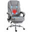 Fauteuil de massage avec 6 points de vibration, fauteuil d'ordinateur inclinable chauffant, fauteuil de bureau pivotant à hauteur réglable et repose-pieds, gris-1240582042