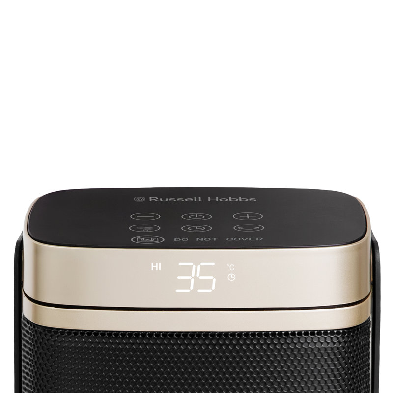 Russell Hobbs Rhch2001g 1.5kw Oscillating Ceramic Heater In Black And Gold Square Design