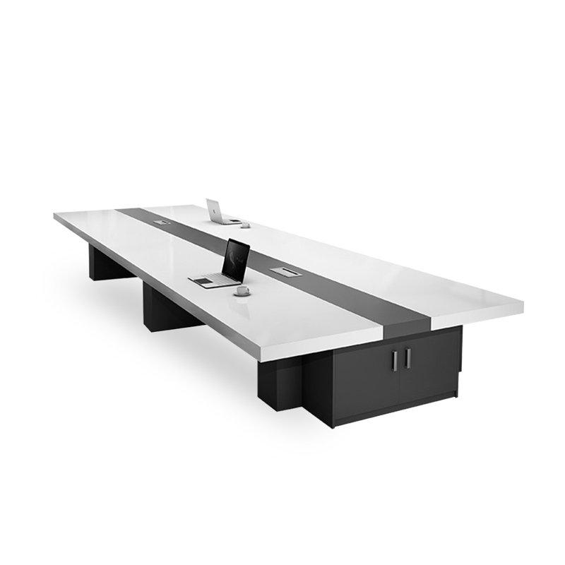 Table de conférence rectangulaire blanche et noire, H 29,53 po x L 94,49 po x l 47,24 po