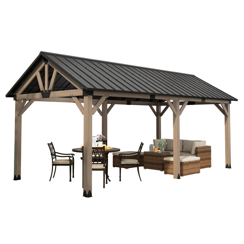 Cedar Wood 12'x20' Gazebo with Galvanized Steel Roof