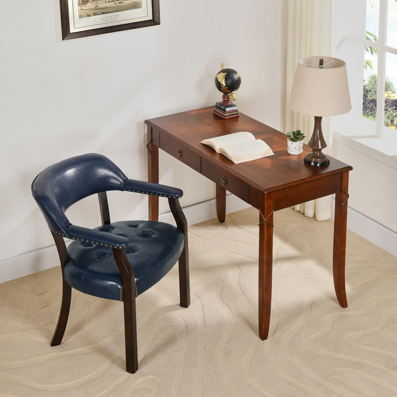 Chaise de salle à manger à accoudoirs capitonnés bleu LUMera Collection, Espresso, Bleu