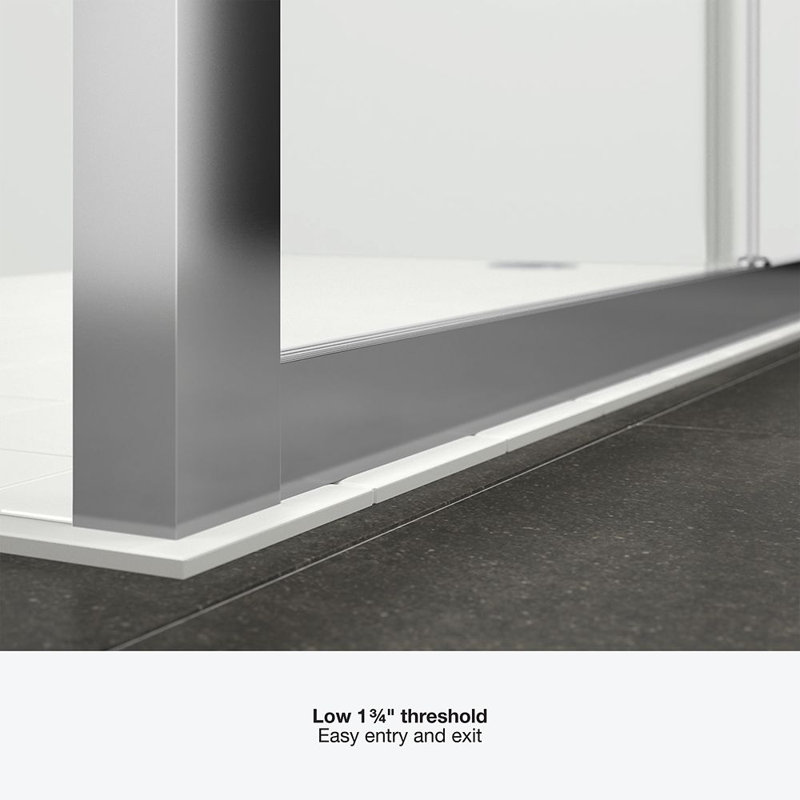 Whiston 48 In. x 74-7/8 In. Frameless Sliding Shower Door in Silver Frame Finish with Smooth/Clear Glass Texture