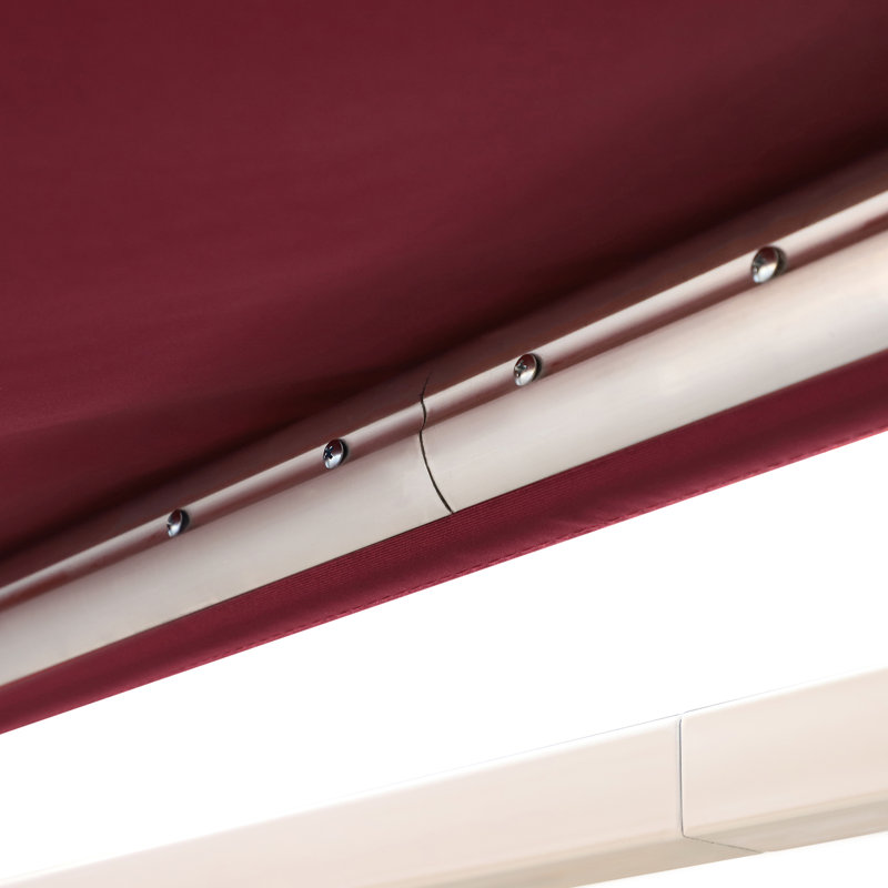 Auvent de balcon 13 'x 8', parasol rétractable avec manivelle manuelle, et tissu hydrofuge, structure en aluminium pour terrasse, cour, abri à couvercle rouge