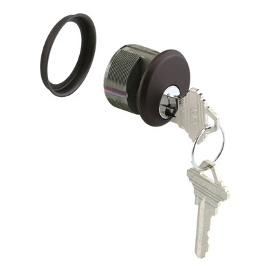 Mortise Key Cylinder, 1 in., Cast Zamak, Bronze Finish, Schlage-Style (Single Pack)