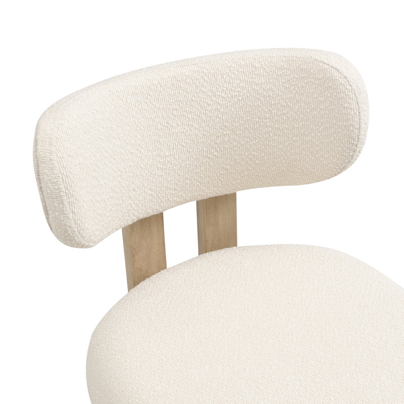 Boucle Upholstered Side Chair in Beige, 4, Natural Wood