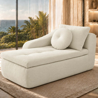 Chaise longue de 66 po orientée vers la droite avec siège double rembourré, conception à boutons capitonnés, deux coussins de dossier, parfait pour le bureau, le salon ou la chambre à coucher, velours côtelé ondulé, à droite