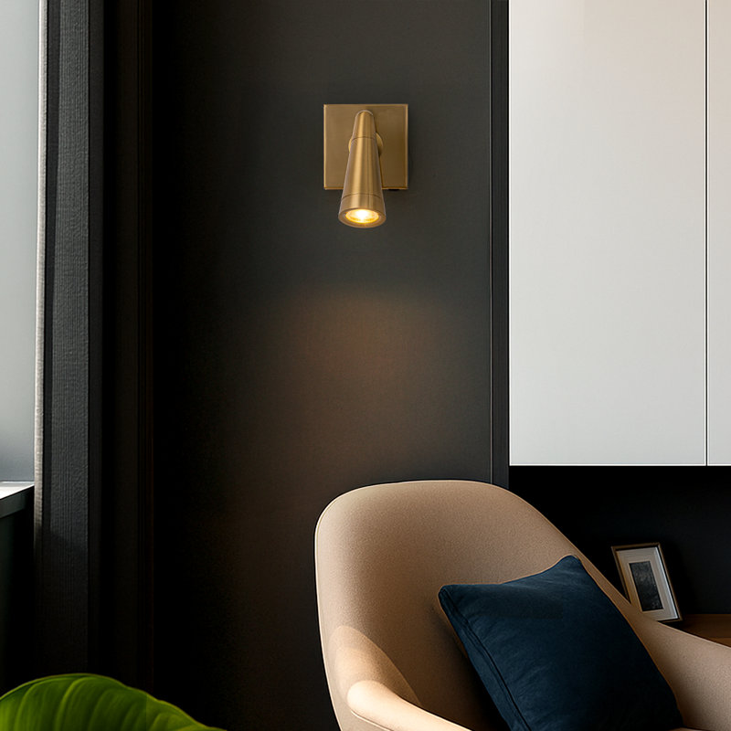Rechargeable Cordless Wall Sconce Usb-c Led Brass Spot Light With Remote And Stepless Touch Dimming Adjustable Head Accent Light For Bedroom, Hallway, Decor