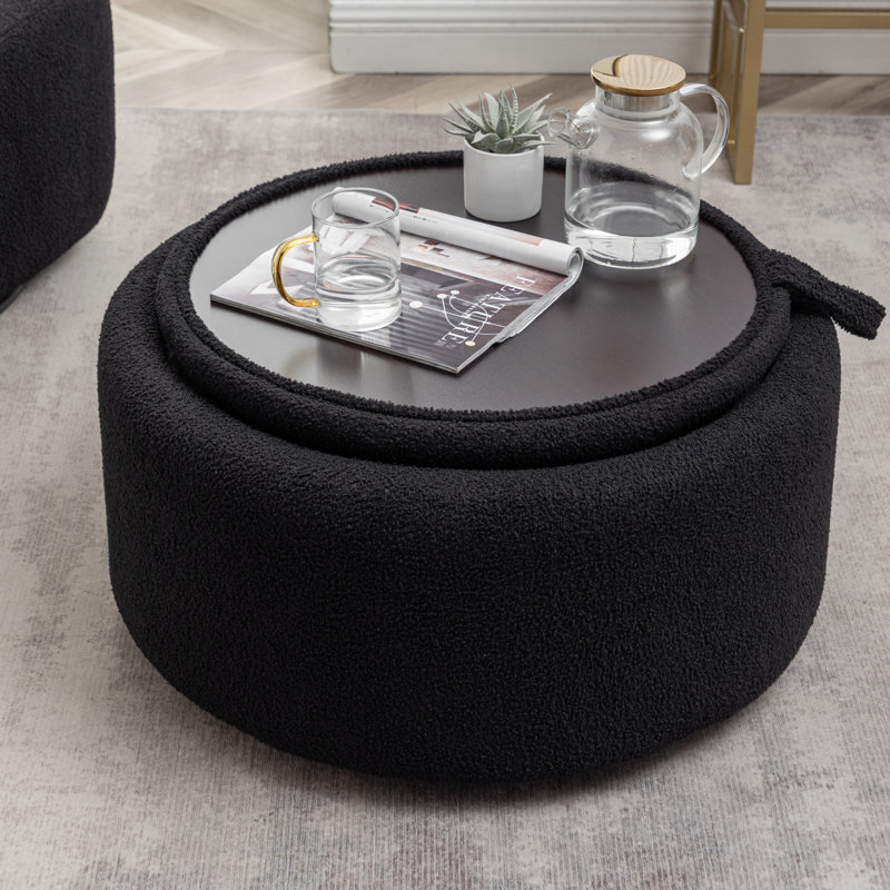 Repose-pieds rond avec rangement Savinien, Boucle noire performante