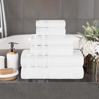 Ensemble de 6 serviettes de bain en coton dobby, douces, absorbantes et d'épaisseur moyenne