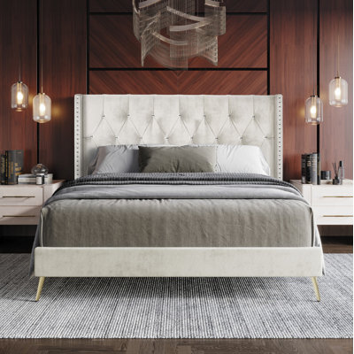 Petersfield Upholstered Wingback Bed