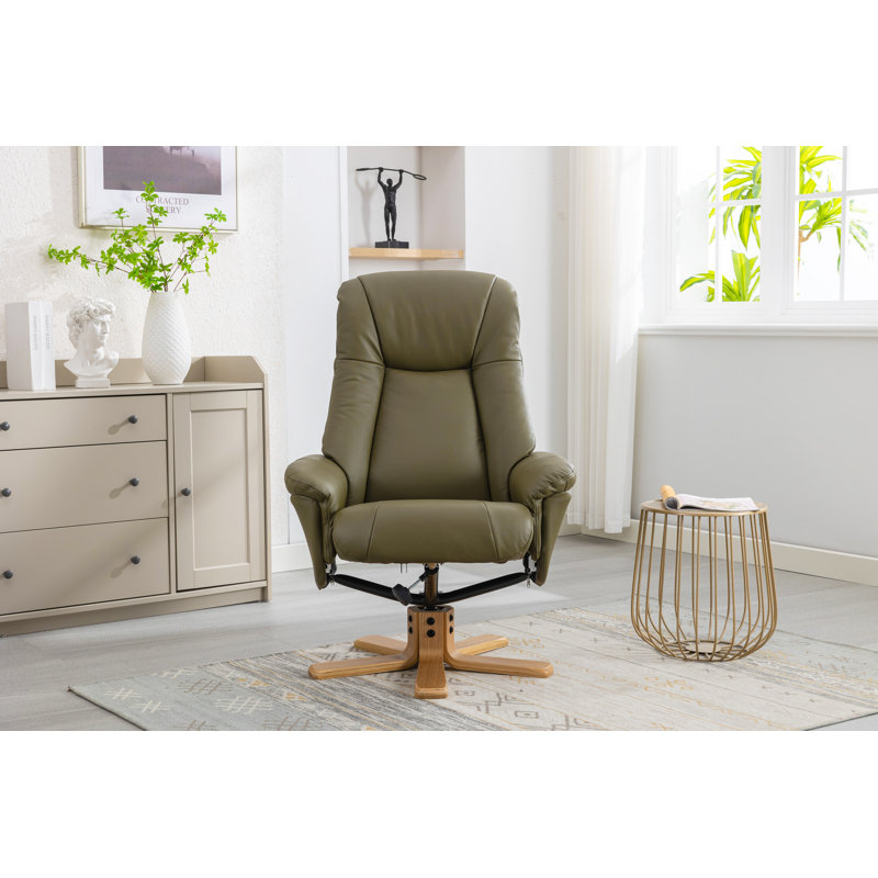 Asawer 76cm Wide Swivel Standard Recliner, Olive Green