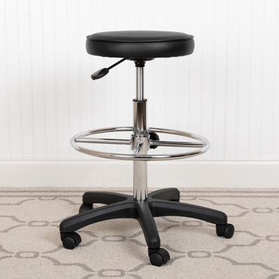 Ethelinda Adjustable Height Ergonomic Lab Stool with Footring Wheels