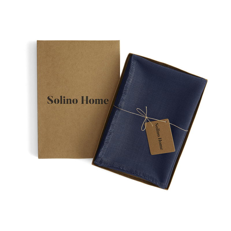 Fringe - 100% Pure Linen Dinner Napkins, Navy