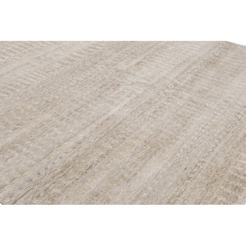 Hand Knotted Striped Area Rug, Rectangle 6' x 8'
