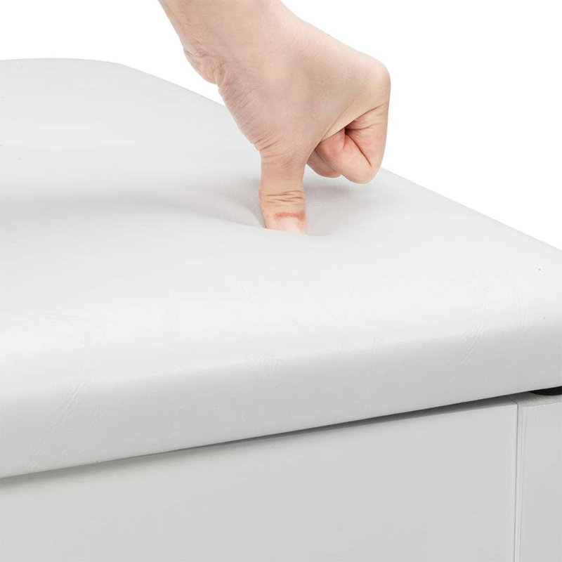 Leather-Top Piano Bench With Storage, 29.5"X13.8"X19", White