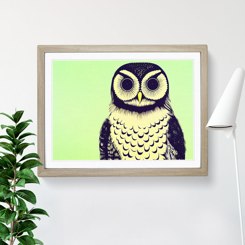 XH1022-8884X The Astonishing Owl - Single Picture Frame Print, 46cm H x 64cm W x 2cm D, Oak Framed