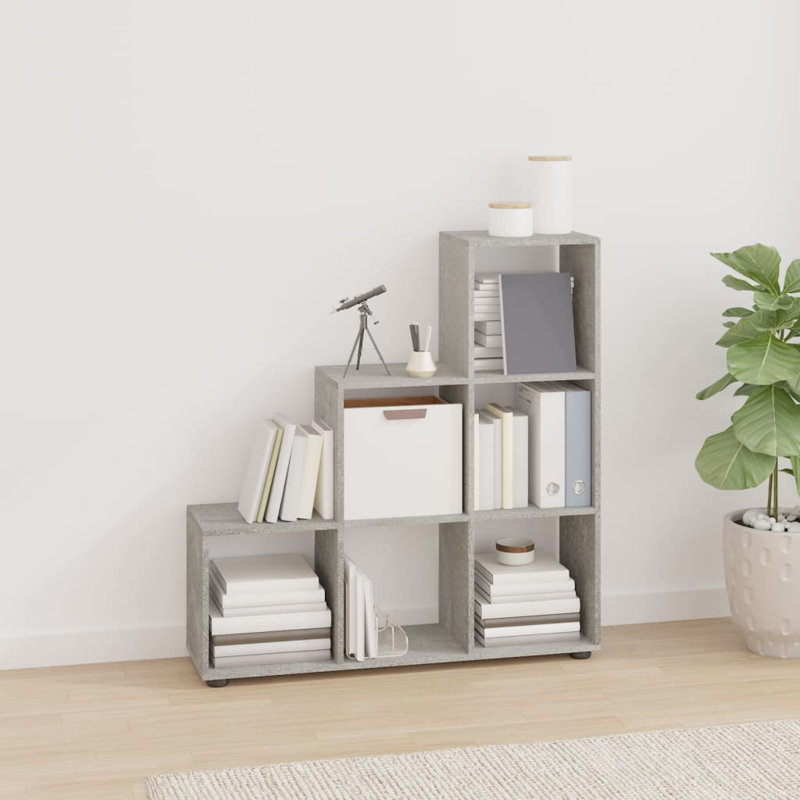Tambellini Cube Bookcase, Concrete Grey, 104 x 29 x 107 cm