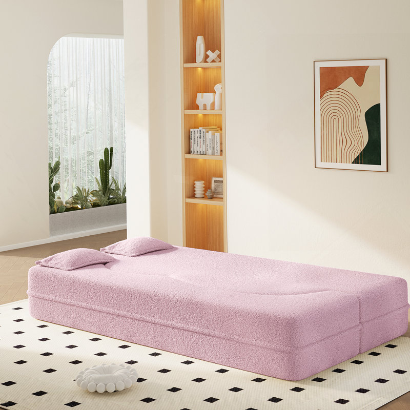 Canapé-lit convertible pour lit simple avec 2 coussins, canapé-lit en tissu rembourré de mousse pour le salon, la chambre d'amis ou la salle de jeux, aucun assemblage requis.