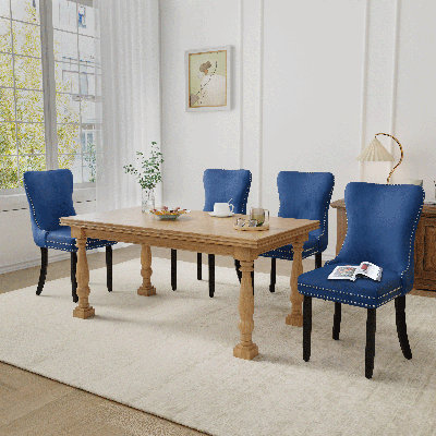 Ensemble de 4 chaises de salle à manger en velours à oreilles