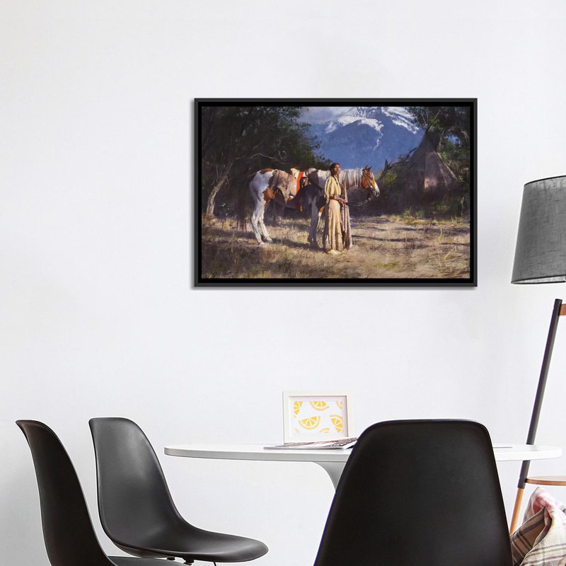 « Compagnons » par David Edward Kucera, reproduction d’art, H 26 po x l 40 po x P 1,5 po, Toile avec cadre noir, Pas de tapis