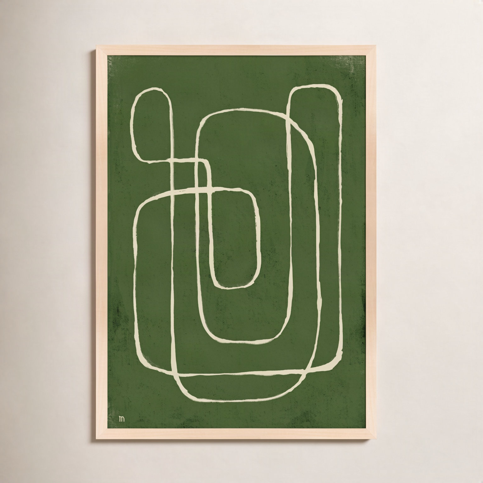 Line Works 2 Painting, 20" H x 14" W x 1.25" D, Maple Framed Paper
