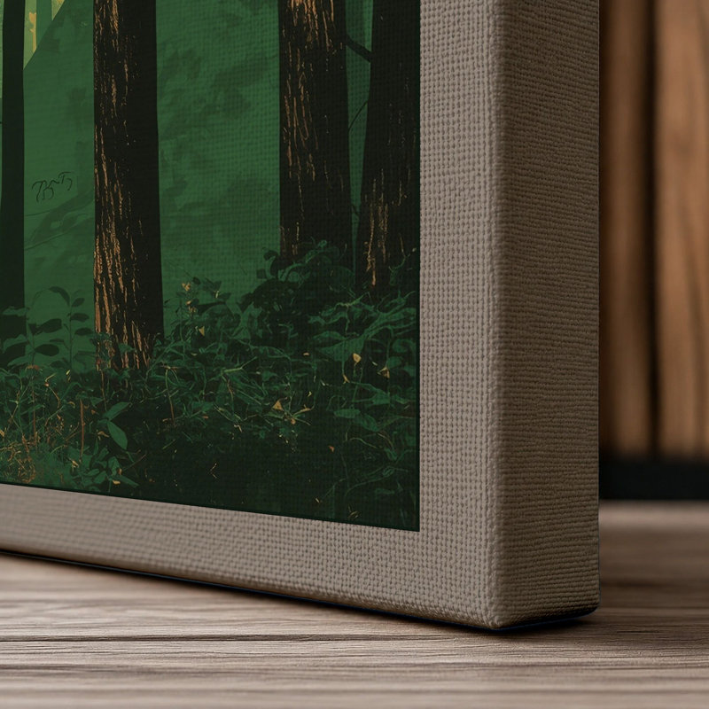 Into the Forest Light Scandinavian - Wrapped Canvas, 36x24 - 91.4 x 61.0 cm, Taupe Border