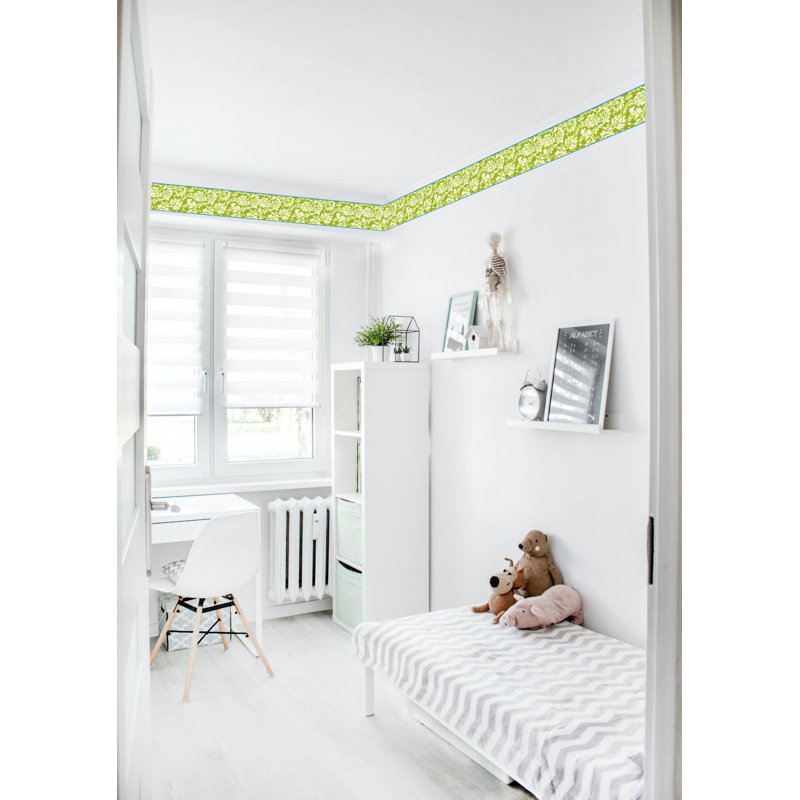 Bordure de papier peint floral Troutman L 15 pi x l 6 po, Vert / crème