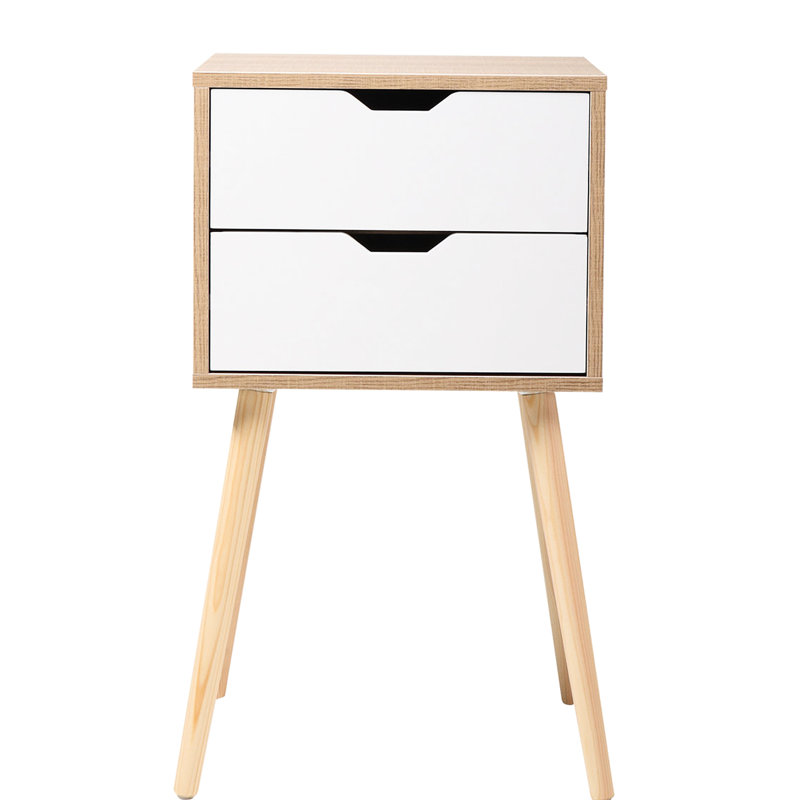 Table de chevet moderne blanche avec 2 tiroirs et une fonction polyvalente pour le salon de construction stable de la chambre à coucher