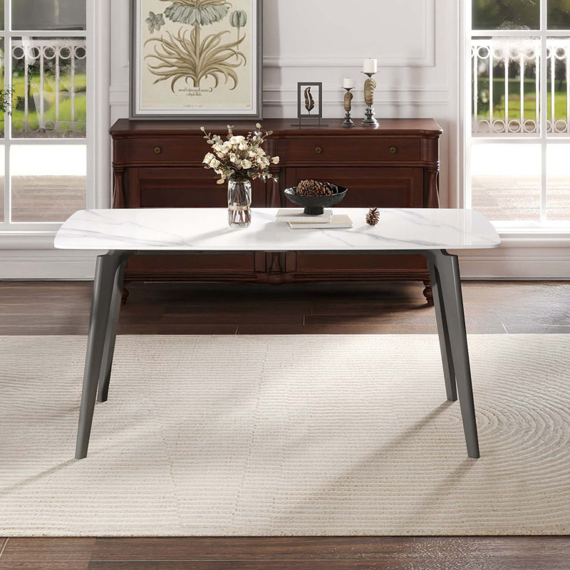 Table de salle à manger 62,99 po, Gris foncé, Blanc