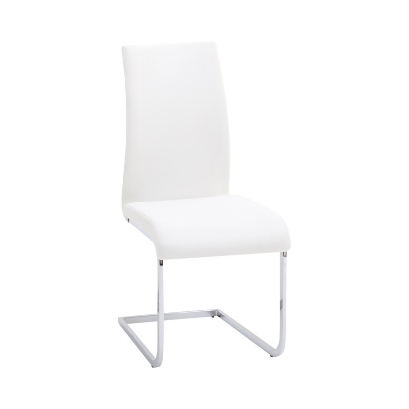 Cathey Upholstered Cantilever  Dining Chair, White