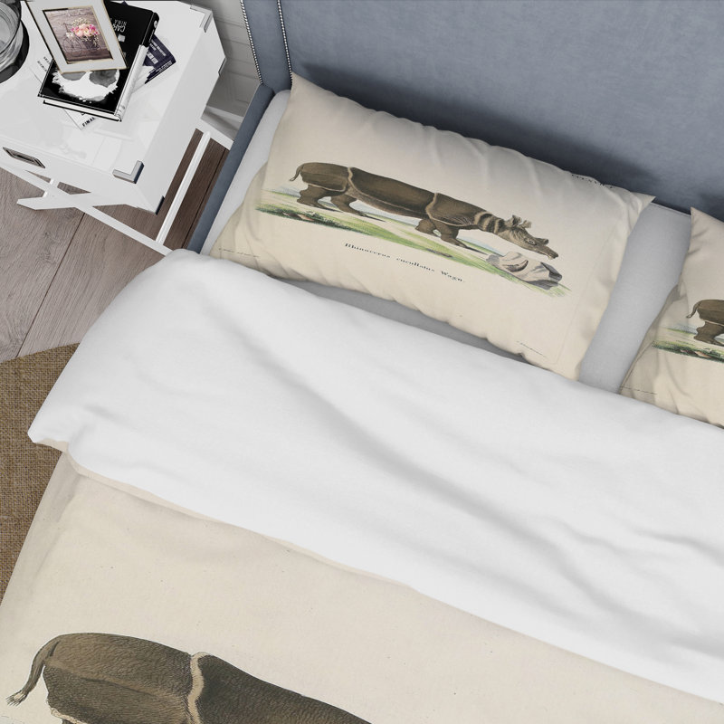 Ensemble de housse de couette Farmhouse Vintage Rhinoceros - microfibre de polyester