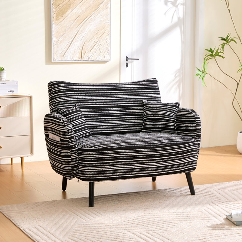 Canapé à deux places de style moderne avec accoudoirs confortables, coussins d'accoudoirs et poches de rangement, canapé à deux places profond, canapé moderne et confortable pour chambre à coucher, petits espaces, appartements et