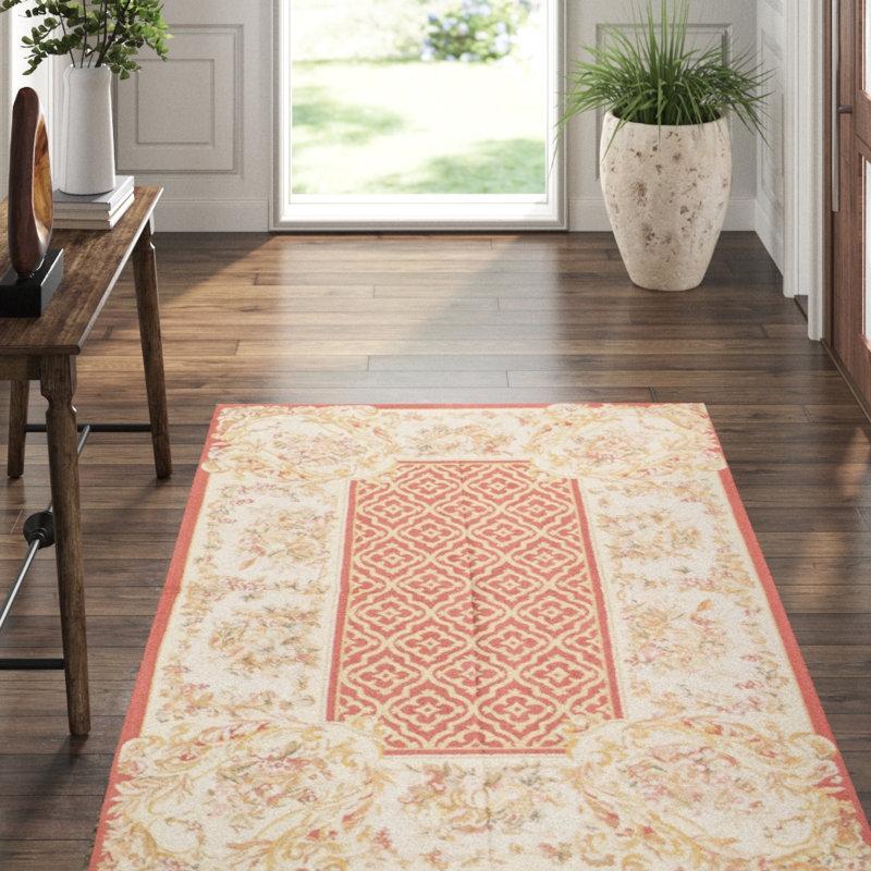 Hand-Knotted High-Quality Rust and Beige Area Rug
