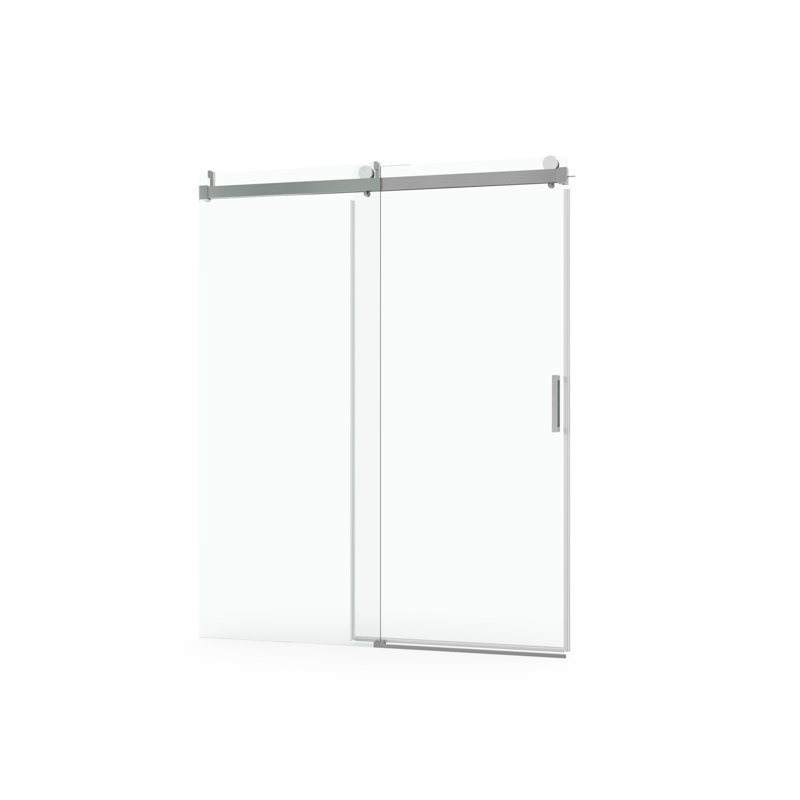 Porte de douche coulissante simple de 55 à 60 po x 76 po, verre trempé de 1/4 po avec revêtement résistant, coulissement sans effort, résistance à l'eau et à l'eau