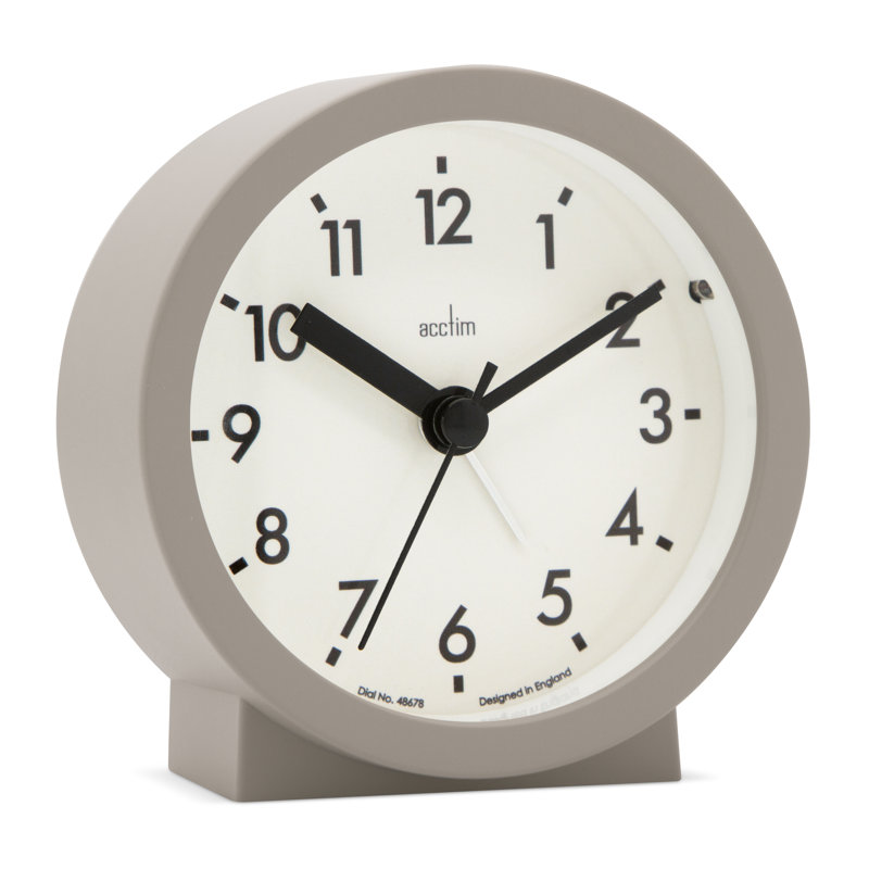 Acctim Gaby Small Analogue Contemporary Beside Alarm Clock, Mocha