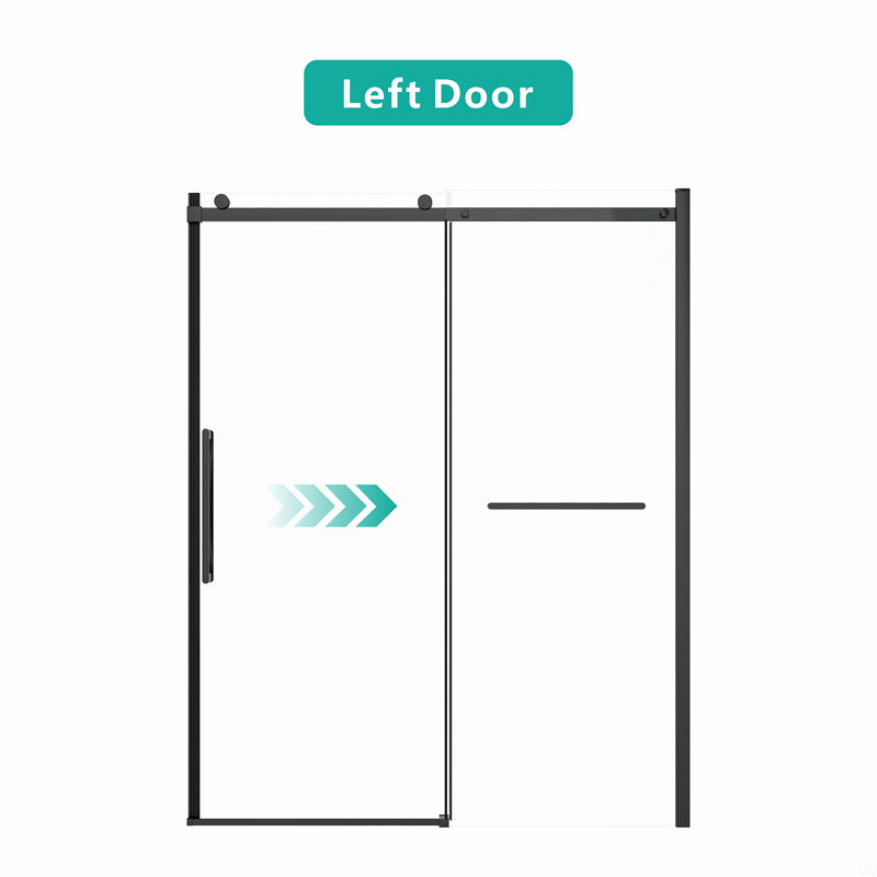 76"H Sliding Shower Door, 8Mm Frameless Glass Shower Door, Double Slide, Matt Black
