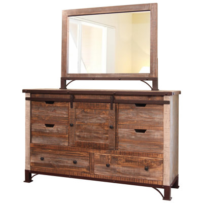 Khylynn Antique Multicolor 6 Drawer, 1 Sliding Door, Dresser