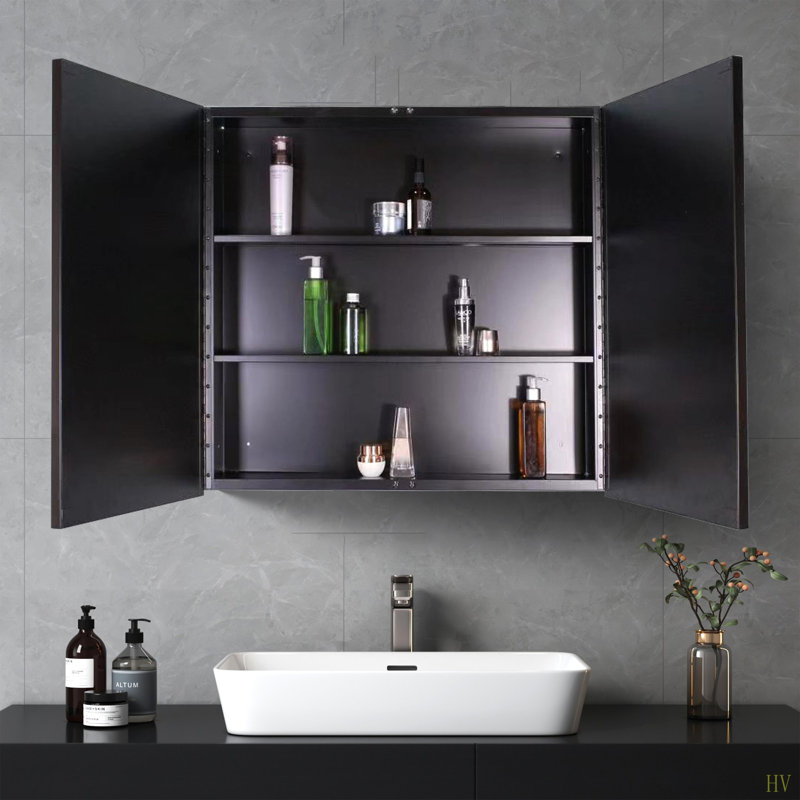 Armoire à pharmacie 26 po x 30 po à fixation murale ou encastrée avec miroir