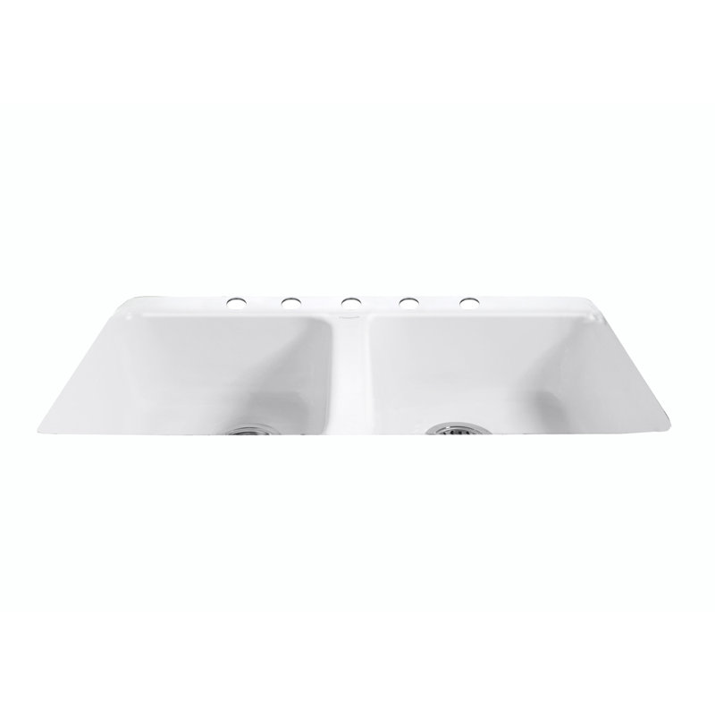 Évier de cuisine à double cuve encastrable L 33 po x l 22 po Royal Palm, Blanc