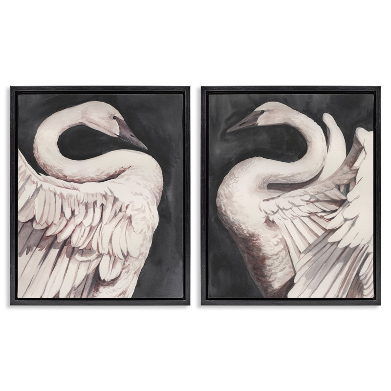  Ensemble de toiles flottantes Swans, Cadre flottant noir de jais, H 21 po x l 17 po