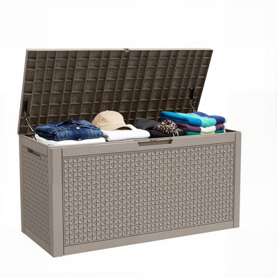 48.49"W 100 Gallon Water Resistant Resin Lockable Deck Box(Light Brown/Gray)