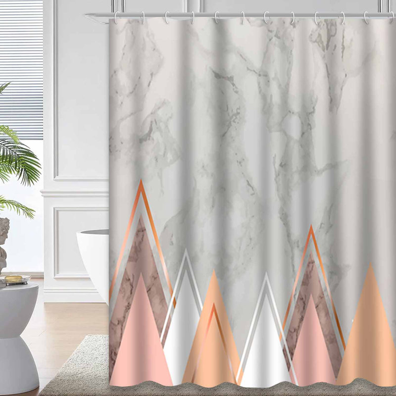 Rideau de douche Marble Rose Gold Triangles, L 72 po x l 78 po
