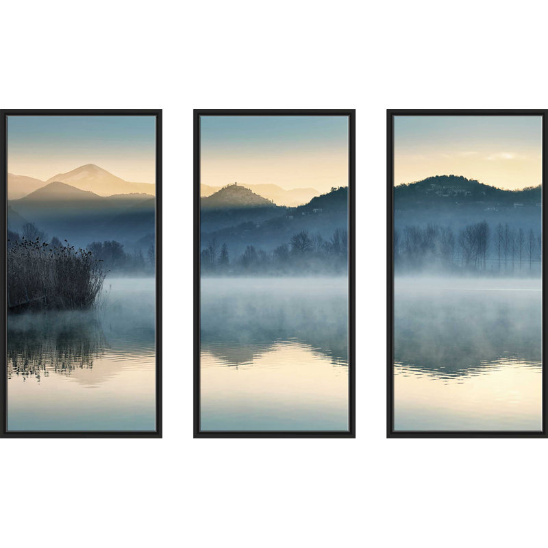 « Quiet Morning », ensemble de 3 reproductions sur toiles encadrées, H 41,5 po x l 64,5 po x P 2 po
