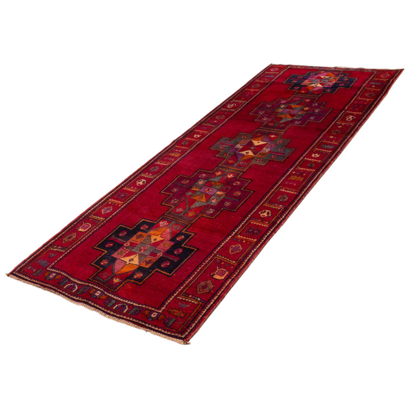 Tapis de couloir unique en laine de style années 1990 de 4 pi 8 po x 12 pi 6 po Zarahi