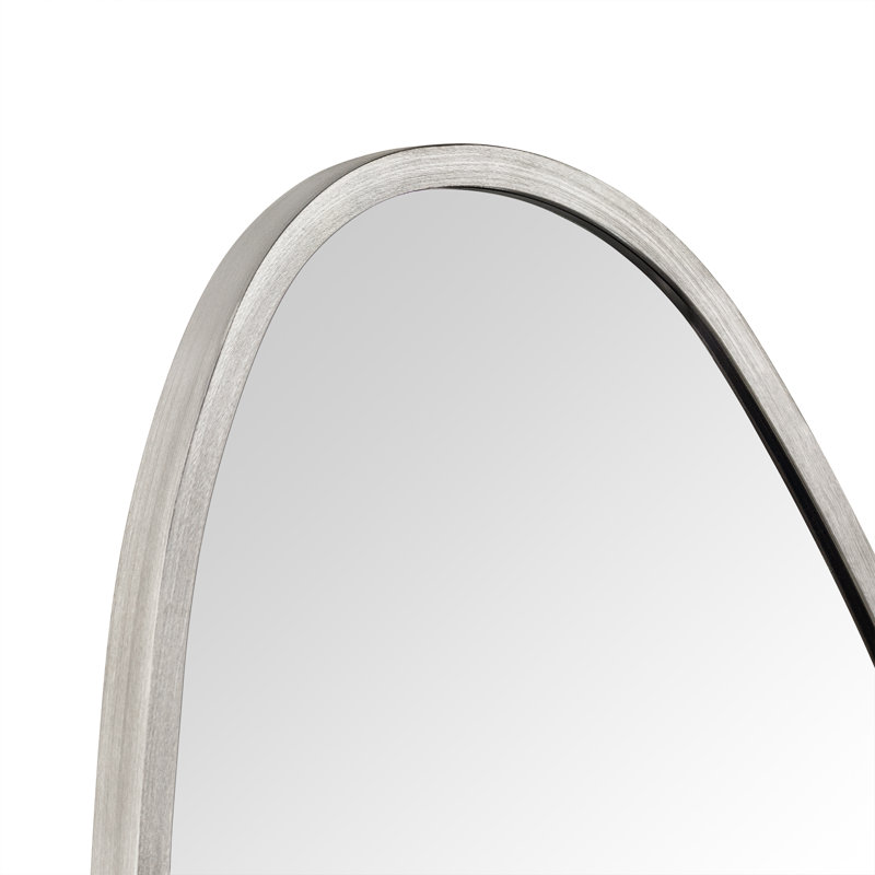 Miroir de salle de bain à forme irrégulière en nickel brossé de 40 po x 18 po Trequan, Nickel brossé, 40 po x 18 po