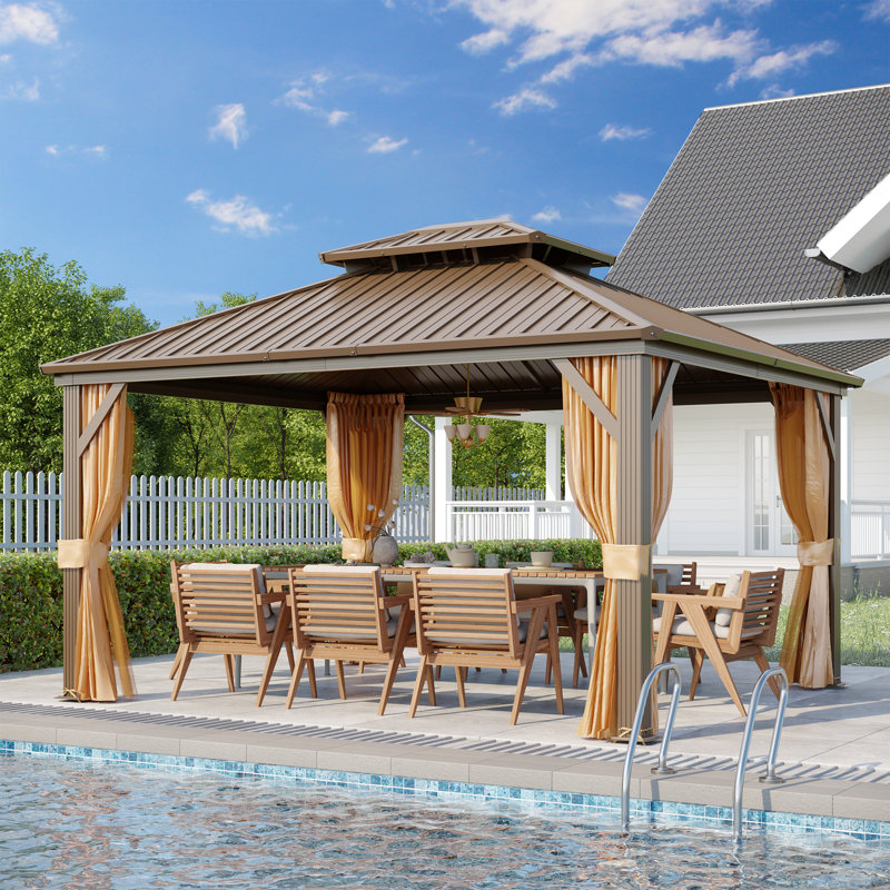 14 ft. L 12 ft. D Aluminum garden pavilion