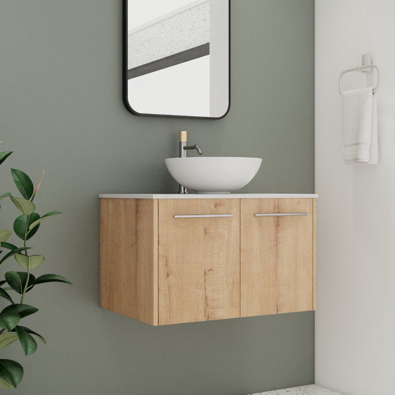 Meuble-lavabo mural simple 30 po avec comptoir en céramique
